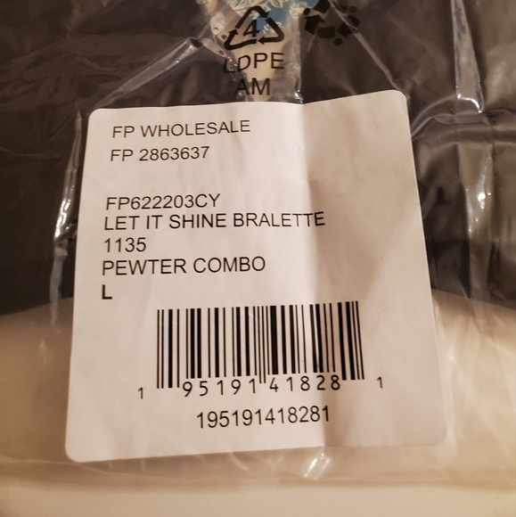 NWT Free People let it shine Bralette size L & panty pewter combo size M "set" - Picture 16 of 16